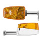 CLIGNOTANT CYCLO ADAPTABLE MBK 51/MOTOBECANE/MOTOCONFORT TYPE LUXOR 2008 CHROME CABOCHON ORANGE (AVEC SUPPORT) (PAIRE) -SELECTION P2R- 3667385003117