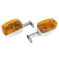 CLIGNOTANT CYCLO ADAPTABLE MBK 51/MOTOBECANE/MOTOCONFORT TYPE LUXOR 2008 CHROME CABOCHON ORANGE (AVEC SUPPORT) (PAIRE) -SELECTION P2R- 3667385003117