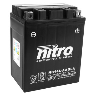 BATTERY 12V 14 Ah NB14A-A2 NITRO SLA MAINTENANCE FREE "READY TO USE" (Lg134x wd89xH176mm) 5414837169185