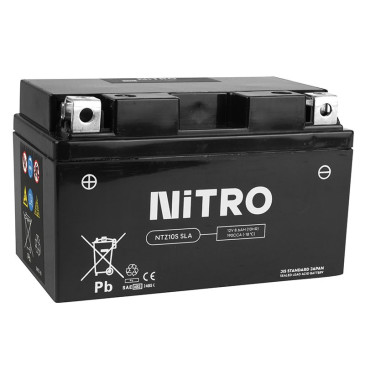BATTERY 12V 8,6 Ah NTZ10S NITRO SLA MAINTENANCE FREE "READY TO USE" (Lg151xWd87xH94)(EQUALS YTZ10S / AGM / GEL) 5414837002826