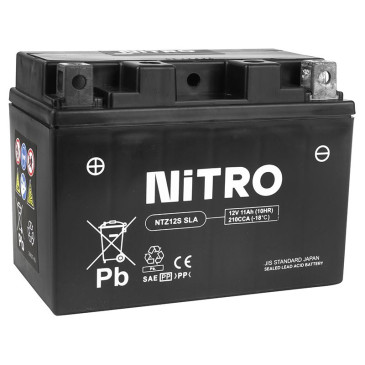 BATTERY 12V 11 Ah NTZ12S NITRO SLA MAINTENANCE FREE "READY TO USE" (Lg151xWd87xH110) (EQUALS YTZ12S / AGM / GEL) 5414837002833