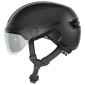 CASQUE VELO ADULTE ABUS URBAIN HUD-Y ACE VELOURS NOIR ECLAIRAGE INTEGRE TAILLE M (54-58cm) REGLAGE MOLETTE 4003318919930