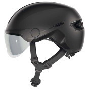 CASQUE VELO ADULTE ABUS URBAIN HUD-Y ACE VELOURS NOIR ECLAIRAGE INTEGRE TAILLE M (54-58cm) REGLAGE MOLETTE 4003318919930