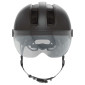 CASQUE VELO ADULTE ABUS URBAIN HUD-Y ACE VELOURS NOIR ECLAIRAGE INTEGRE TAILLE M (54-58cm) REGLAGE MOLETTE 4003318919930