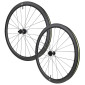 ROUES ROUTE DISQUE 700 MICHE SWR EVO 40 CENTER LOCK CARBONE NOIR CASSETTE SHIMANO HG 12V AXE TRAVERSANT 12/100 ET 12/142 (PAIRE) - TUBELESS READY 8054757041597