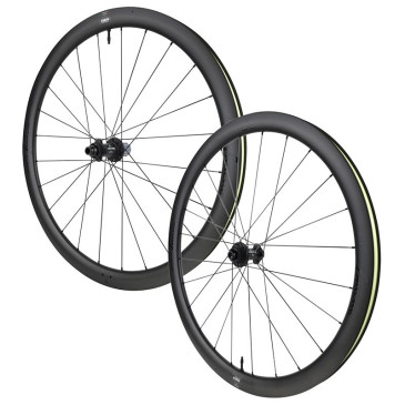ROUES ROUTE DISQUE 700 MICHE SWR EVO 40 CENTER LOCK CARBONE NOIR CASSETTE SHIMANO HG 12V AXE TRAVERSANT 12/100 ET 12/142 (PAIRE) - TUBELESS READY 8054757041597