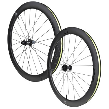 ROUES ROUTE DISQUE 700 MICHE SWR EVO 50 CENTER LOCK CARBONE NOIR CASSETTE SHIMANO HG 12V AXE TRAVERSANT 12/100 ET 12/142 (PAIRE) - TUBELESS READY 8054757041634