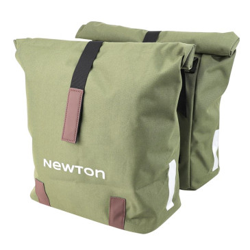 SACOCHE ARRIERE VELO DOUBLE NEWTON VERT 22L FIXATION SANGLES SUR PORTE BAGAGE (35x12x27cm) FERMETURE PLIANT ANTI-PLUIE 3700948307007