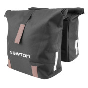 SACOCHE ARRIERE VELO DOUBLE NEWTON NOIR 22L FIXATION SANGLES SUR PORTE BAGAGE (35x12x27cm) FERMETURE PLIANT ANTI-PLUIE 3700948307014
