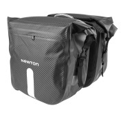 SACOCHE ARRIERE VELO DOUBLE NEWTON NOIR EFFET CARBONE 40L FIXATION SANGLES VELCRO SUR PORTE BAGAGE (35x12x27cm) FERMETURE PLIANT ANTI-PLUIE 3700948307021