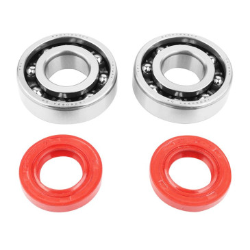 ROULEMENT D'EMBIELLAGE + JOINT 50 A BOITE P2R ADAPTABLE DERBI 50 SENDA, GPR/GILERA 50 SMT, RCR (MOTEUR EURO 2 + EURO 3) (KIT 6204 TPI POLYAMIDE C4/JOINT RACING ROUGE) 3701213422739