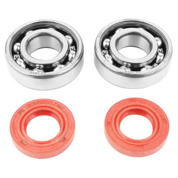 BEARING FOR CRANKSHAFT+SEALS FOR 50CC MOTORBIKE P2R FOR DERBI 50 SENDA, GPR/GILERA 50 SMT, RCR (ENGINE EURO 2 + EURO 3) (KIT 6204 SKF STEEL C4/RACING RED SEAL) 3701213422746