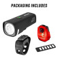 ECLAIRAGE VELO USB KIT SIGMA AURA 40 LUX/HIRO 10 (AUTONOMIE AVANT 9H MODE STANDARD ET 29H MODE ECO / ARRIERE 13H) NOIR - HOMOLOGUE - 4016224174751