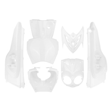 CARROSSERIE/CARENAGE SCOOT ADAPTABLE MBK 50 STUNT/YAMAHA 50 SLIDER BLANC BRILLANT (6 PIECES) -P2R- 3700948305973