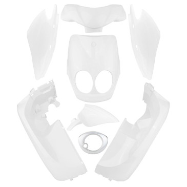 CARROSSERIE/CARENAGE SCOOT ADAPTABLE MBK 50 OVETTO 2011> COMPTEUR DIGITAL/YAMAHA 50 NEOS 2011> COMPTEUR DIGITAL BLANC BRILLANT (KIT 8 PIECES) -P2R- 3700948306017