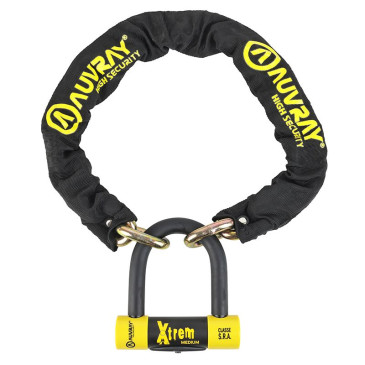 ANTIVOL A CHAINE AUVRAY XTREM 1.00M MAILLON DIAM 13.5mm AVEC U XTREM MEDIUM 85x100mm (DIAM 18mm) (CLASSE SRA CHAINE + U) 3700807700826