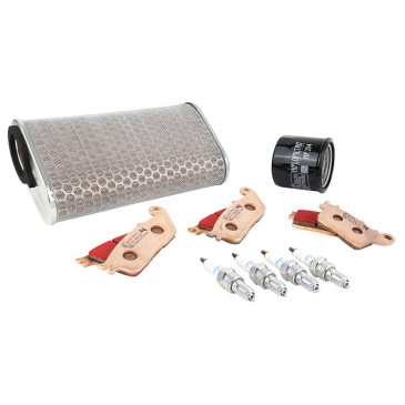 KIT ENTRETIEN MOTO ADAPTABLE HONDA 600 CB F HORNET 2007>2010 PLAQUETTE METAL FRITTE (PACK 9 PIECES) -SELECTION P2R- 3667385003612