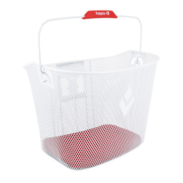 PANIER AVANT ACIER NID ABEILLE HAPO.G BLANC (33x25x25cm) -VENDU AVEC FIXATION MTS 3 VAE / E-BIKE (LARGEUR INTERIEURE FIXATION POUR VAE / 8cm) CHARGE MAXI 5kgs 3104889921900