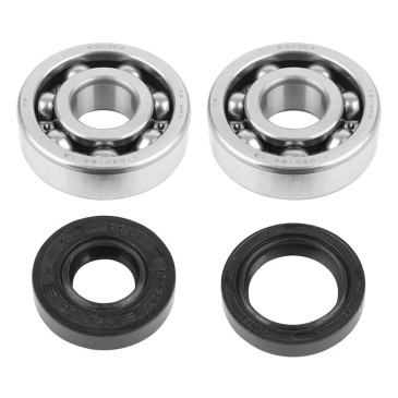 ROULEMENT D'EMBIELLAGE + JOINT 50 A BOITE P2R ADAPTABLE MINARELLI 50 AM6/MBK 50 X-POWER/YAMAHA 50 TZR/PEUGEOT 50 XPS, XR6/RIEJU 50 RS1, SMX/BETA 50 RR (KIT 6303 TPI ACIER C4/JOINT NITRILE) 3701213410095