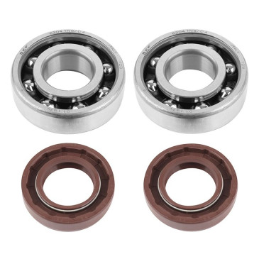 ROULEMENT D'EMBIELLAGE + JOINT 50 A BOITE P2R ADAPTABLE DERBI 50 SENDA, GPR/GILERA 50 SMT, RCR (MOTEUR EURO 2 + EURO 3) (KIT 6204 SKF POLYAMIDE C4/JOINT VITON) 3701213410392