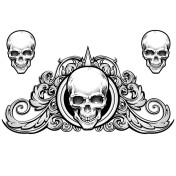 STICKER LETHAL THREAT SKULL SWIRL (with sequins) (150x260mm) (LT44005) 3700948158159