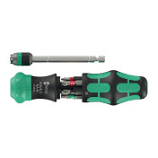 TOURNEVIS PORTE EMBOUT WERA 818 20 RA-R 1/4 NOIR/VERT AVEC PORTE EMBOUT RAPIDAPTOR, RESERVE D'EMBOUT INTEGREE (FONCTION CLIQUET, LAME TELESCOPIQUE) -MARQUE ALLEMANDE POUR LES ATELIERS- 4013288233981