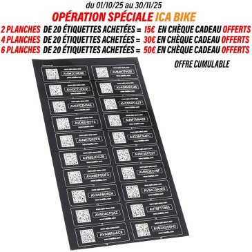 IDENTIFICATION LABEL/ANTITHEFT MARKING FOR BICYCLES - AUVRAY ICABIKE with QR CODE (COMPULSORY IN FRANCE) (SOLD PER 20) 3700948224359