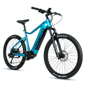 VELO ELECTRIQUE/VAE VTT 27,5 LEADER FOX KENT 2025 BLEU CLAIR 9V MOTEUR CENTRAL BAFANG M510 36V 95Nm BATTERIE 20Ah (17,5'' - H44.5cm - TAILLE M - POUR ADULTE DE 168cm à 178cm) 8592826102768