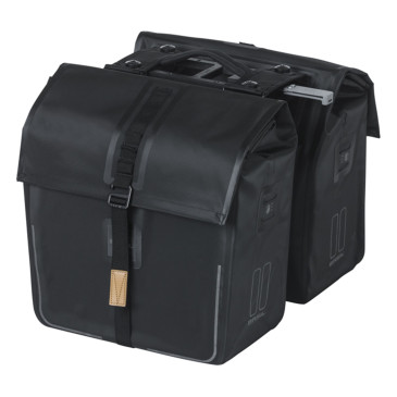 SACOCHE ARRIERE VELO DOUBLE BASIL URBAN DRY 50L NOIR 100% WATERPROOF (31,5x16x32cm) - FIXATION SYSTEME MIK (COMPATIBLE AVEC 157030 INCLUS) 8715019184628