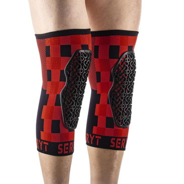 PROTECTION GENOUILLERES VTT SERYT CHECKER ANTIBACTERIEN, ANTIDERAPANTE, SANS COUTURE DAMIER ROUGE/NOIR S (VENDU A LA PAIRE) 300 g -CE EN 1621.1 NIVEAU 1- 8054045280271