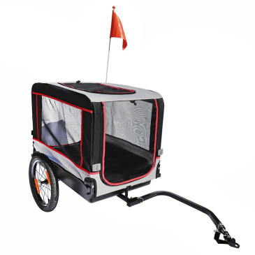 REMORQUE VELO UTILITAIRE MAXI 50Kg (DIMENSIONS L 138 x L 71x H70 cm) AVEC ROUES 16" x 3 FIXATION TIGE DE SELLE - POUR TRANSPORT ANIMAUX - REMORQUE LIVREE AVEC BACHE 3667385008884