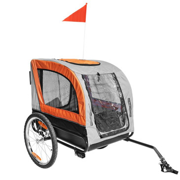 REMORQUE VELO UTILITAIRE FOND RIGIDE (DIMENSIONS L 134 x L 57.5 x H 95 cm) AVEC ROUES 20" x 2.4 FIXATION AXE DE ROUE - POUR TRANSPORT ANIMAUX - REMORQUE LIVREE AVEC BACHE 3700948300695