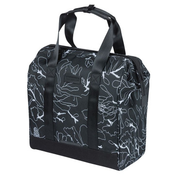 SACOCHE ARRIERE VELO LATERALE BASIL GRAND TARPAULIN SHOPPER NOIR DECO BLANC DROIT/GAUCHE WATERPROOF 23L (35x12x35cm) 8715019182518