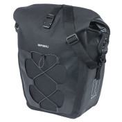SACOCHE ARRIERE VELO LATERALE BASIL NAVIGATOR CYCLOTOURISTE WATERPROOF 25-31L NOIR FIXATION HOOK ON SUR PORTE BAGAGE (32x15x37cm) AVEC POIGNEE ET BANDOUILLERE FERMETURE ENROULEMENT 8715019182716