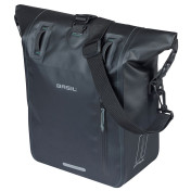 SACOCHE ARRIERE VELO LATERALE BASIL RIVO WATERPROOF 12-15L NOIR FIXATION MIK HOOKS SUR PORTE BAGAGE (38x14x25cm) AVEC POIGNEE ET BANDOUILLERE FERMETURE ENROULEMENT 8715019185250