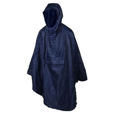 PONCHO / CAPE ANTI PLUIE ADULTE P2R S/M BLEU MARINE WATERPROOF AVEC CAPUCHE - TAILLE 1.60 à 1.78m 3700256070808