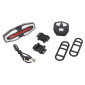 ECLAIRAGE VELO DIRECTIONNEL USB ARRIERE SUR TIGE DE SELLE AVEC CLIGNOTANT ET BOUTON INDICATEUR DE DIRECTION SANS FIL NOIR LED 30 LUMENS (5 FONCTIONS EN FIXE ET CLIGNOTANT) -NEWTON- 3667385000802