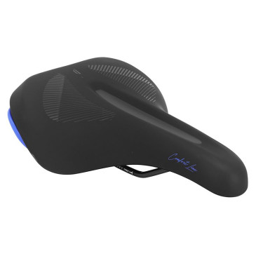 SELLE NEWTON ROUTE/VTT COMFORT LINE NOIR/BLEU 266x208mm RAIL ACIER NOIR 3700948310762