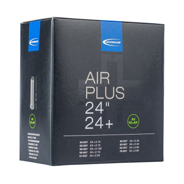 CHAMBRE A AIR VELO 24 x 2.10-2.80 SCHWALBE AIR PLUS VALVE STANDARD 40mm (54-70x507) (AV+10 AP) (OFFRE SPECIALE) 4026495937900