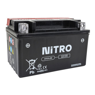 BATTERY 12V 6 Ah NTX7A-BS NITRO MF MAINTENANCE FREE-SUPPLIED WITH ACID PACK (Lg150xWd87xH93) (EQUALS YTX7A-BS) 5414837002666