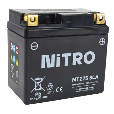 BATTERIE 12V 6 Ah NTZ7S NITRO SLA SANS ENTRETIEN PRETE A L'EMPLOI (Lg113xL70xH105mm) (EQUIVALENT YTZ7S / AGM / GEL) 5414837002819