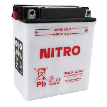 BATTERIE 12V 12 Ah NB12AL-A2 NITRO CONVENTIONNELLE AVEC ENTRETIEN (Lg134xL80xH160mm) (EQUIVALENT YB12AL-A2) 5414837145271