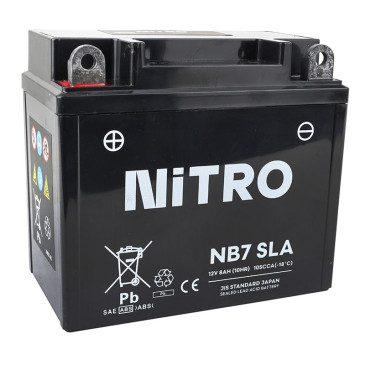 BATTERIE 12V 8 Ah NB7 NITRO SLA SANS ENTRETIEN PRETE A L'EMPLOI (Lg135xL75xH133mm) 5414837169147