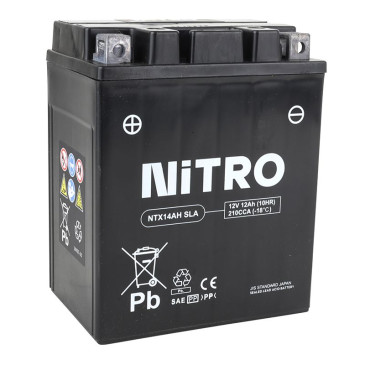 BATTERY 12V 12 Ah NTX14AH NITRO SLA MAINTENANCE FREE "READY TO USE" (L134x wd89xH166mm) 5414837169208