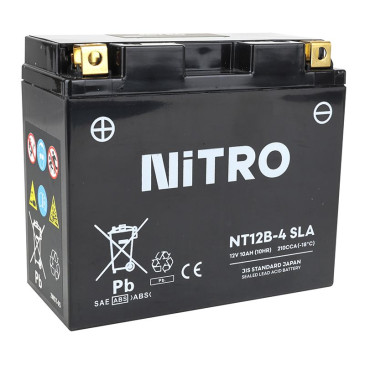 BATTERIE 12V 10 Ah NT12B-4 NITRO SLA SANS ENTRETIEN PRETE A L'EMPLOI (Lg150xL69xH130mm) 5414837002727