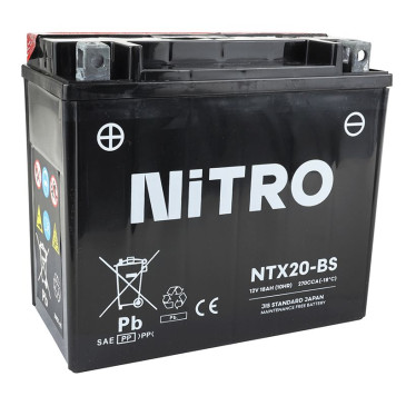 BATTERY 12V 17 Ah NTX20A-BS NITRO MF MAINTENANCE FREE WITH ACID PACK (Lg150x wd87xH161mm) 5414837157328