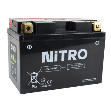 BATTERY 12V 11,2 Ah NTZ14S-BS NITRO MF MAINTENANCE FREE WITH ACID PACK (Lg150x wd87xH110mm) 5414837138006