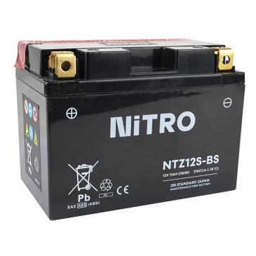 BATTERIE 12V 11 Ah NTZ12S-BS NITRO MF SANS ENTRETIEN AVEC PACK ACIDE (Lg150xL87xH110mm) 5414837135913