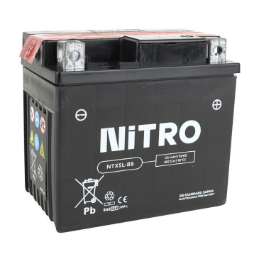 BATTERIE 12V 4 Ah NTX5L-BS NITRO MF SANS ENTRETIEN AVEC PACK ACIDE (Lg114xL70xH106mm) (EQUIVALENT YTX5L-BS) 5414837002642