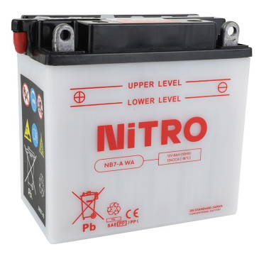 BATTERY 12V 8 Ah NB7-A WA NITRO - WITH MAINTENANCE SUPPLIED WITH ACID PACK (Lg137xWd75xH134) (EQUALS YB7-A) 5414837145134